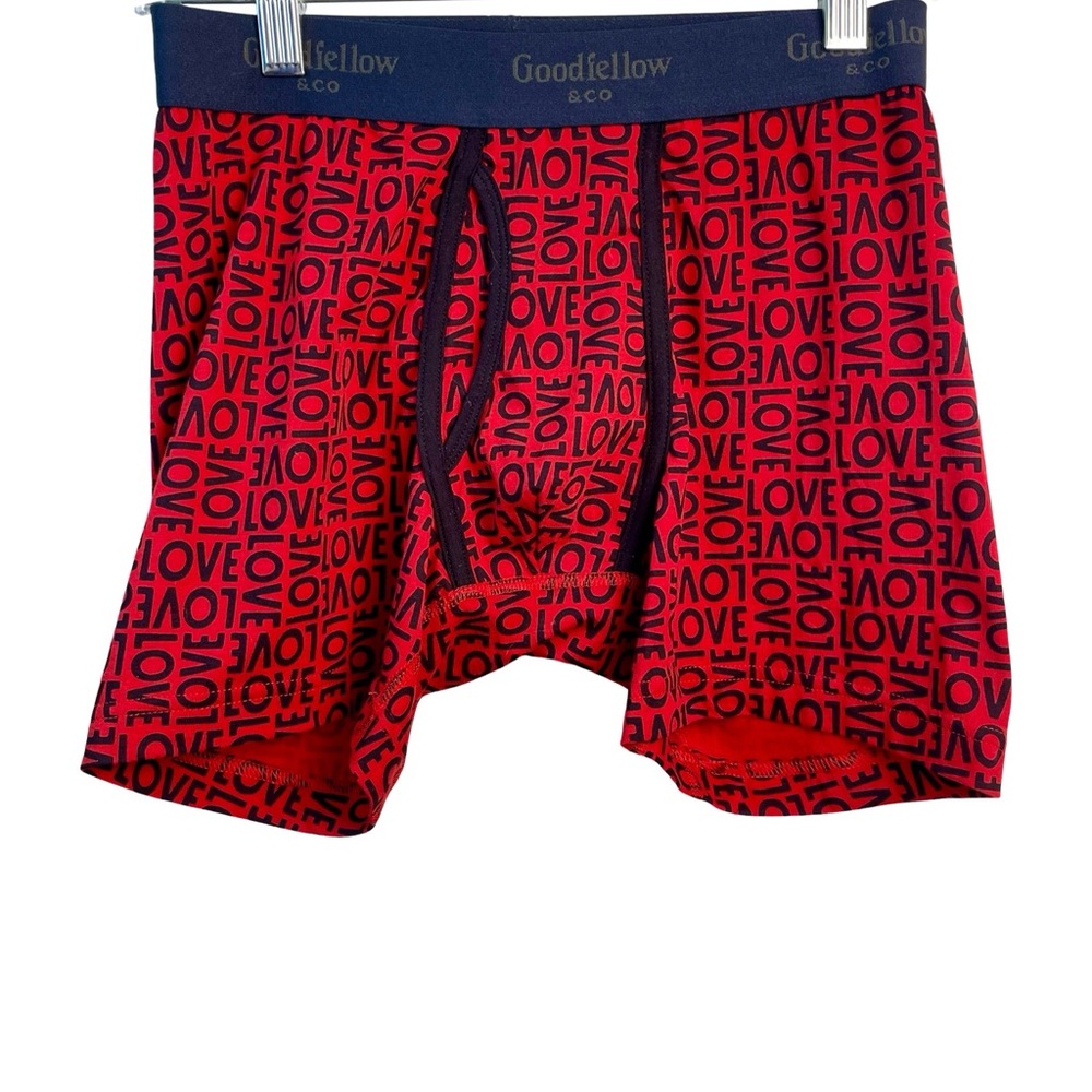 NWOT Goodfellow & Co Men’s “LOVE” Print Boxer Briefs – Red/Black (Size Small)